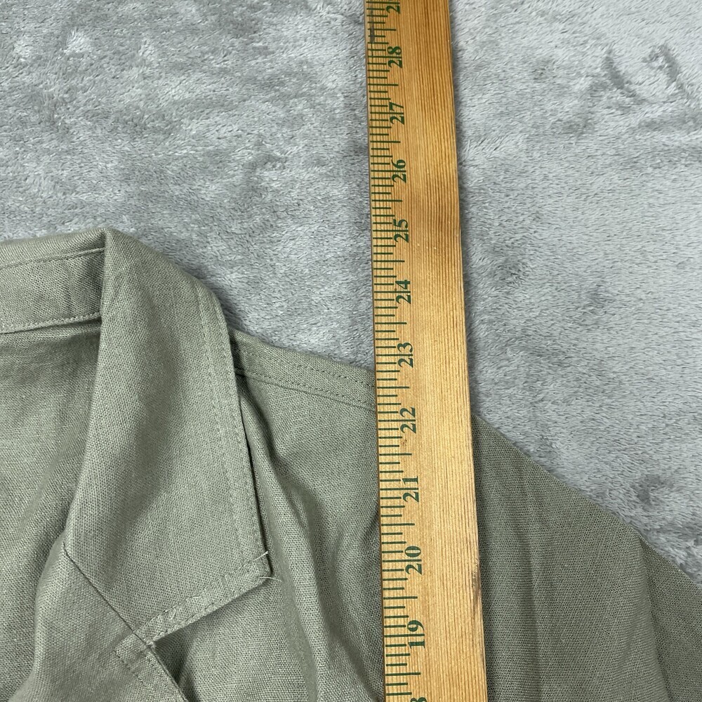 Buffalo David Bitton Women's L Blouse Green Linen Blend d1241 - Picture 4 of 8